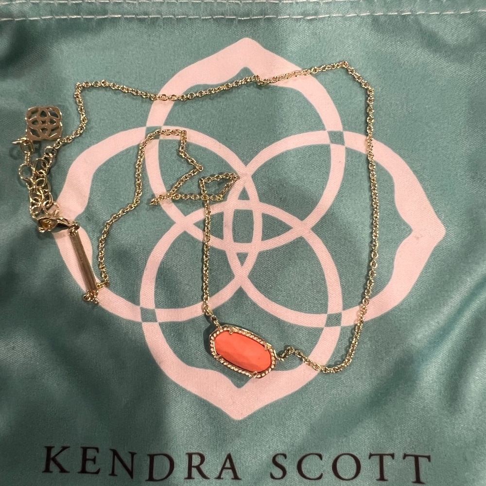 Kendra Scott Elisa Gold Pendant Necklace in Orange